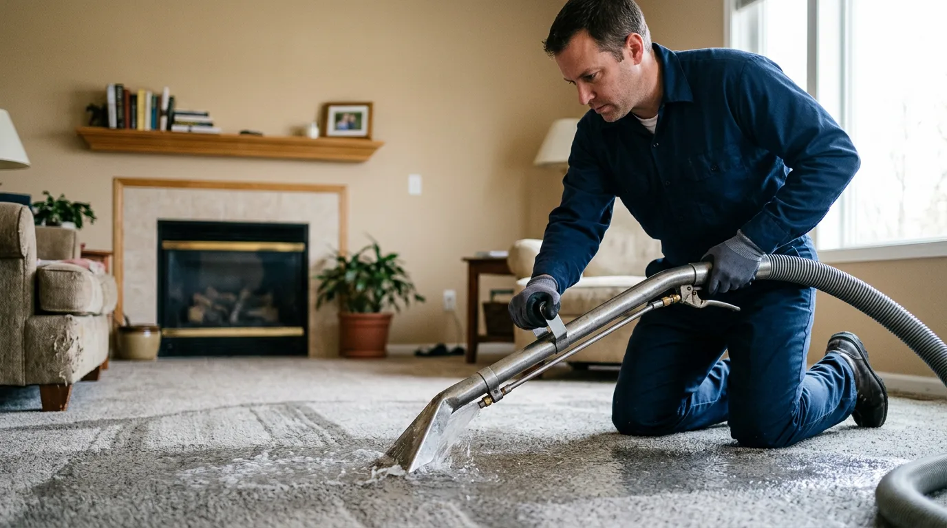 Water damage restoration technician working near Trenton, NJ